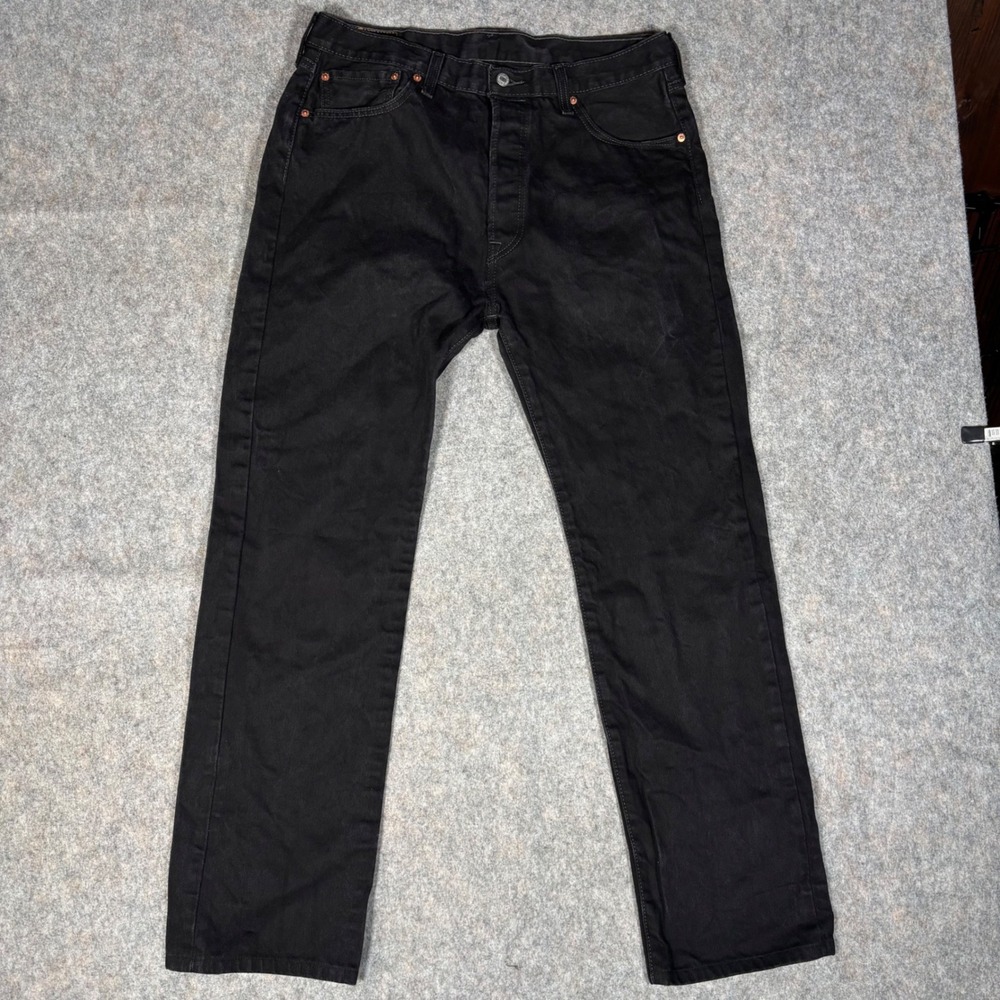 Levi's 501 Original Fit Jeans Mens 36x36 (36x34) Black Straight Leg Button Fly